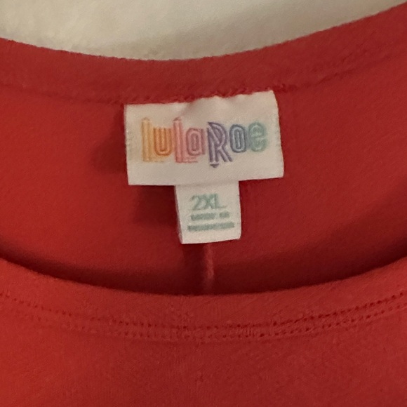 LuLaRoe coral Short-Sleeve Carly Midi Dress with Pocket - Picture 2 of 2